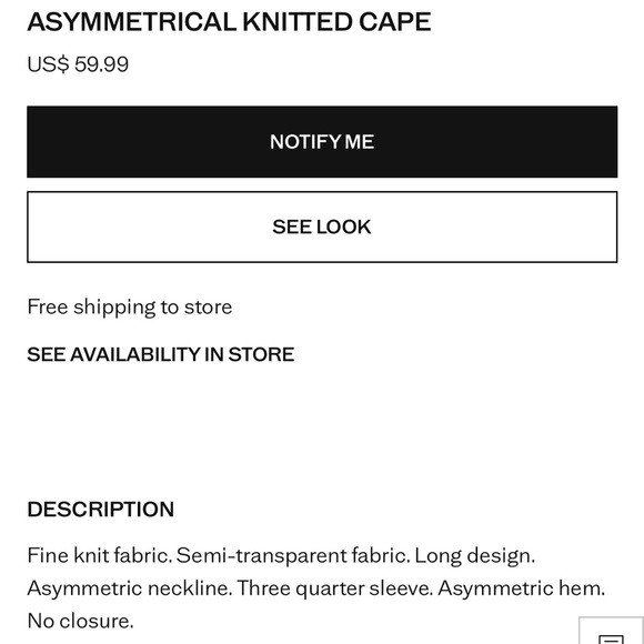 Mango sheer ASYMMETRICAL KNITTED CAPE - Picture 6 of 10